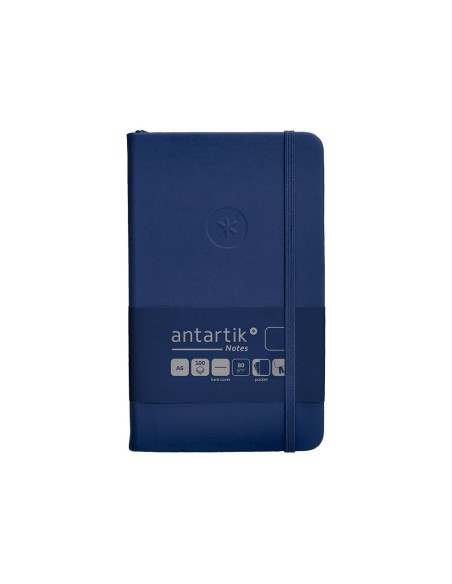 Cuaderno con gomilla antartik notes tapa dura a6 hojas lisas azul marino 100 hojas 80 gr fsc