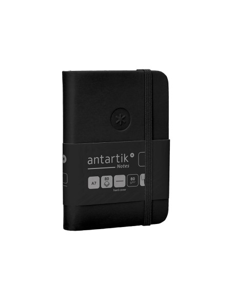 Cuaderno con gomilla antartik notes tapa dura a7 hojas lisas negro 80 hojas 80 gr fsc