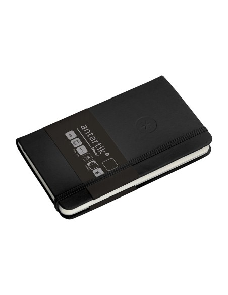 Cuaderno con gomilla antartik notes tapa dura a6 hojas lisas negro 100 hojas 80 gr fsc