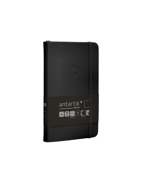 Cuaderno con gomilla antartik notes tapa dura a6 hojas lisas negro 100 hojas 80 gr fsc