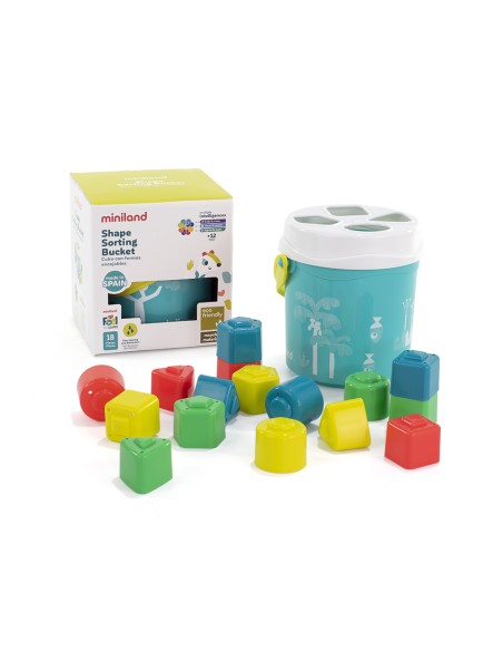 Juego didactico miniland cubo de formas encajables turquesa