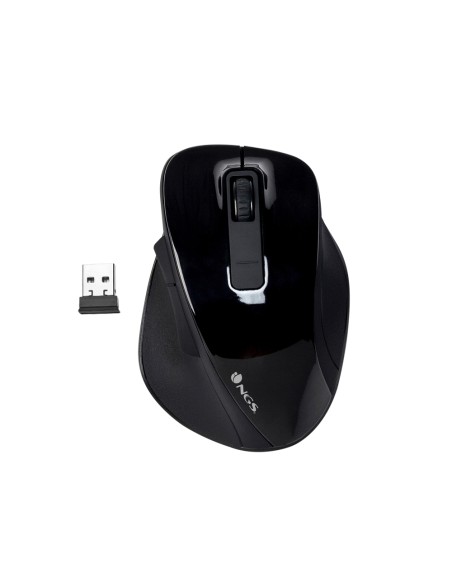 Raton ngs bow optico 800/1200/1600 dpi inalambrico 5 botones optico receptor 2.4 ghz negro