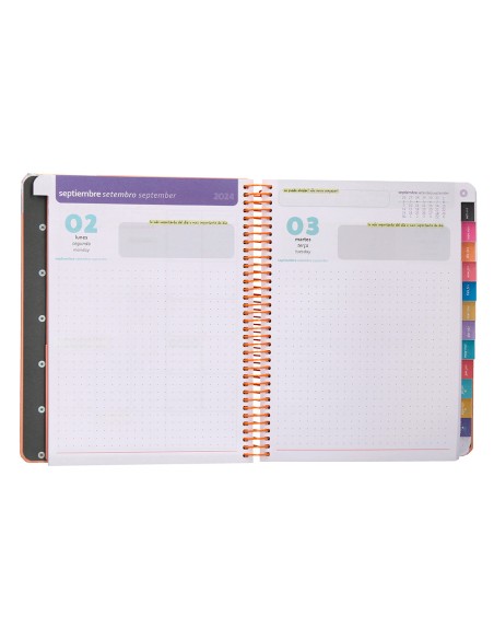 Agenda escolar antartik año 24 - 25 curso coleccion maximal light orange día página a5