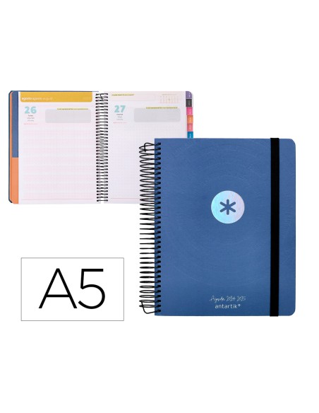 Agenda escolar antartik año 24 - 25 curso coleccion minimal blue día página a5