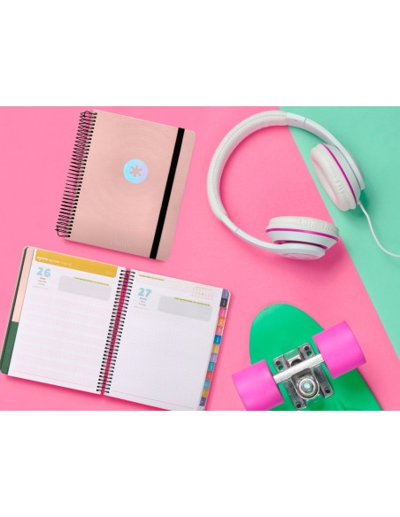 Agenda escolar antartik año 24 - 25 curso coleccion minimal pink día página a5