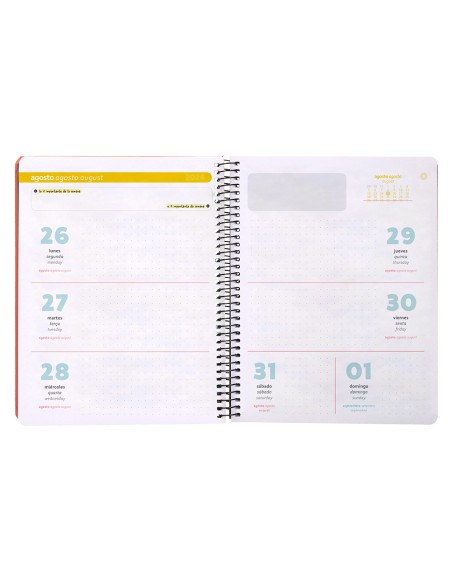 Agenda escolar antartik año 24 - 25 curso coleccion minimal orange semana vista a5