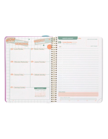 Agenda escolar liderpapel año 24 - 25 curso classic lines rosa día página a6