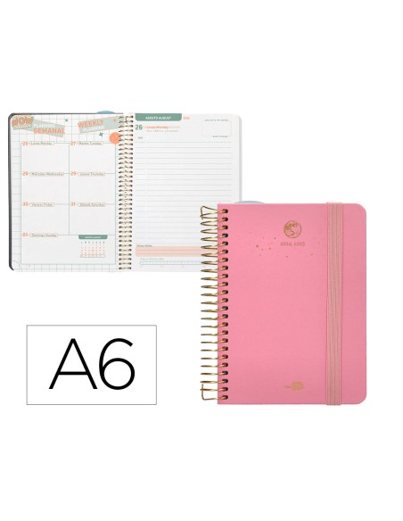 Agenda escolar liderpapel año 24 - 25 curso classic lines rosa día página a6