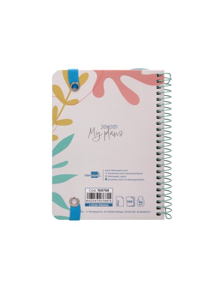 Agenda escolar liderpapel año 24 - 25 curso classic my plans colors 2 días página a6