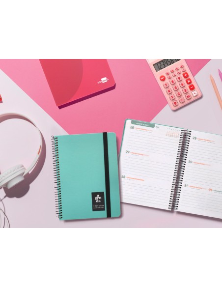 Agenda escolar liderpapel año 24 - 25 curso classic menta 2 días página a5