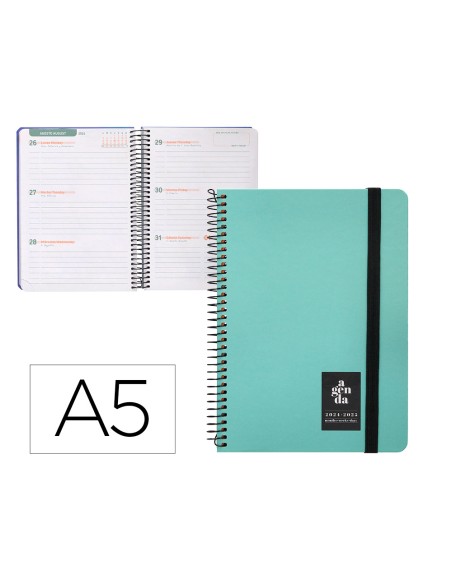 Agenda escolar liderpapel año 24 - 25 curso classic menta 2 días página a5