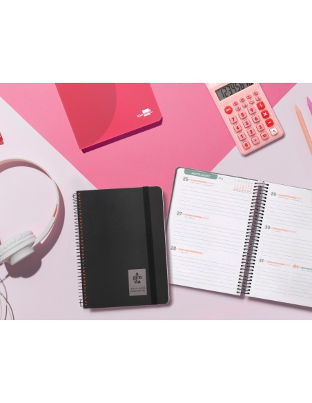 Agenda escolar liderpapel año 24 - 25 curso classic negro 2 días página a5
