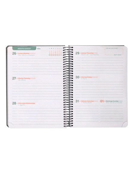 Agenda escolar liderpapel año 24 - 25 curso classic negro 2 días página a5