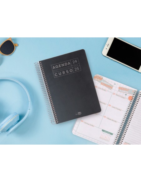 Agenda escolar liderpapel año 24 - 25 curso basic negro día página a5