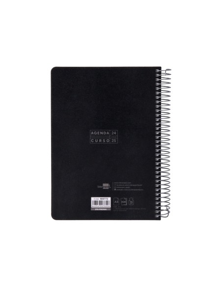 Agenda escolar liderpapel año 24 - 25 curso basic negro día página a5
