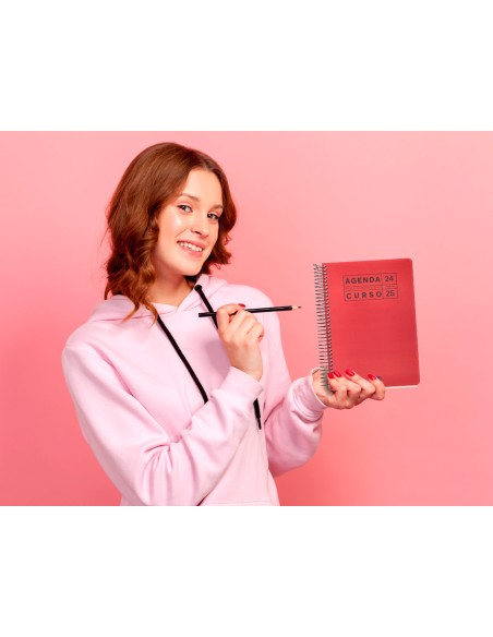 Agenda escolar liderpapel año 24 - 25 curso basic rojo día página a5