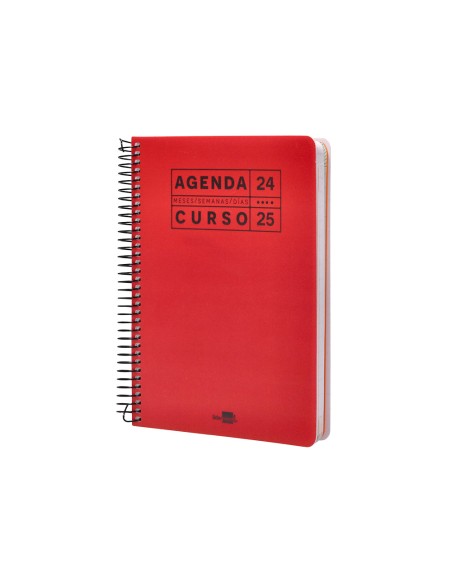Agenda escolar liderpapel año 24 - 25 curso basic rojo día página a5