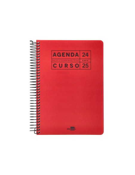 Agenda escolar liderpapel año 24 - 25 curso basic rojo día página a5