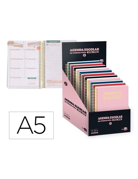 Agenda escolar liderpapel año 24 - 25 curso basic surtido día página a5