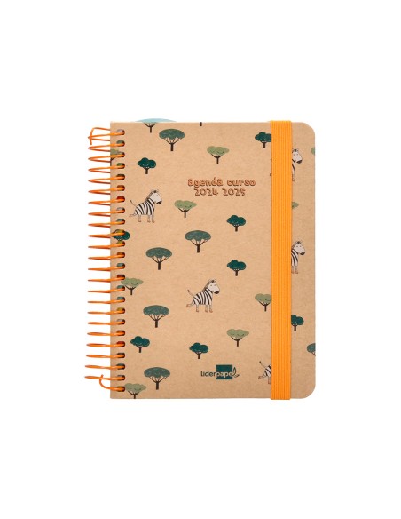 Agenda escolar liderpapel año 24 - 25 escolar classic zebra día página a6 tetra
