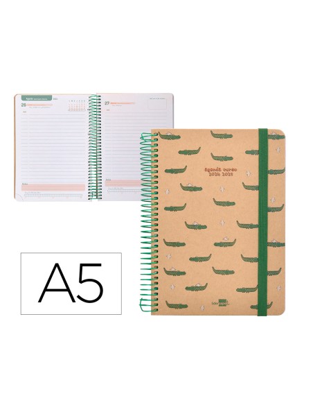 Agenda escolar liderpapel año 24 - 25 escolar classic crocodile día página a5 tetra