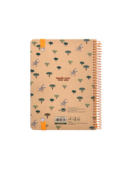 Agenda escolar liderpapel año 24 - 25 escolar classic zebra día página a5 tetra
