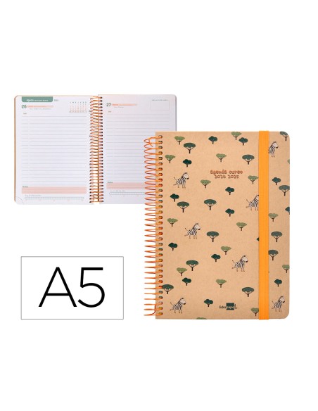 Agenda escolar liderpapel año 24 - 25 escolar classic zebra día página a5 tetra