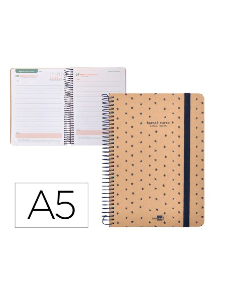 Agenda escolar liderpapel año 24 - 25 escolar classic stars día página a5 tetra