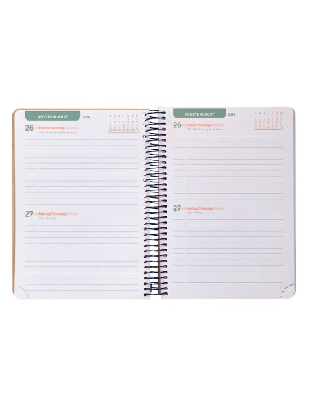 Agenda escolar liderpapel año 24 - 25 escolar classic stars 2 días página a5 papel fsc banda elastica