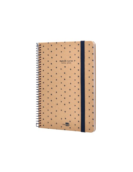 Agenda escolar liderpapel año 24 - 25 escolar classic stars 2 días página a5 papel fsc banda elastica