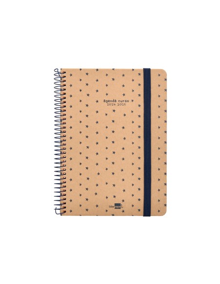 Agenda escolar liderpapel año 24 - 25 escolar classic stars 2 días página a5 papel fsc banda elastica