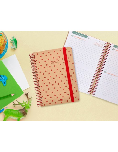 Agenda escolar liderpapel año 24 - 25 escolar classic smile 2 días página a5 papel fsc banda elastica