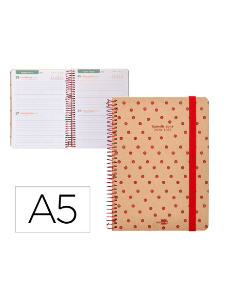 Agenda escolar liderpapel año 24 - 25 escolar classic smile 2 días página a5 papel fsc banda elastica