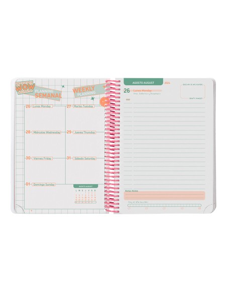 Agenda escolar liderpapel año 24 - 25 escolar basic rosa día página a5
