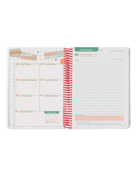 Agenda escolar liderpapel año 24 - 25 escolar basic rojo día página a5