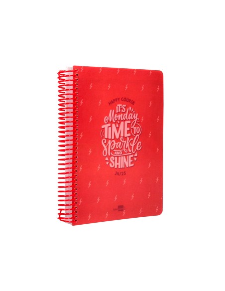 Agenda escolar liderpapel año 24 - 25 escolar basic rojo día página a5