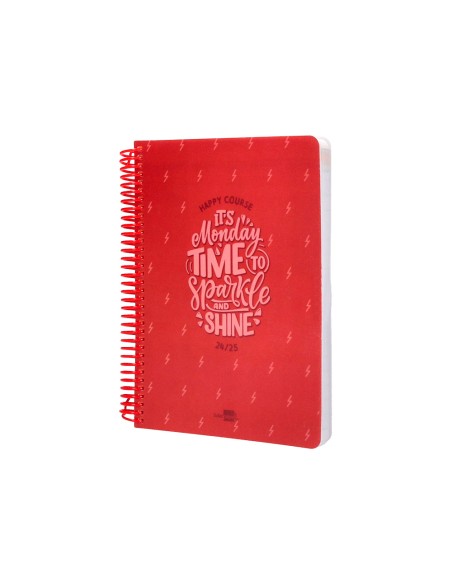 Agenda escolar liderpapel año 24 - 25 escolar basic rojo día página a5