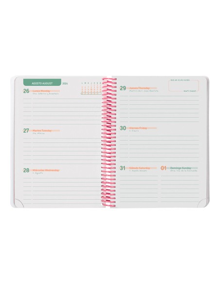 Agenda escolar liderpapel año 24 - 25 escolar basic rosa semana vista a5