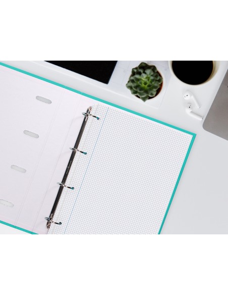 Recambio liderpapel a4 200+50 hojas 90g/m2 cuadro 4 mm con margen 4 taladros