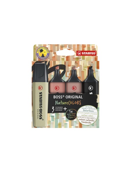 Rotulador stabilo boss pastel fluorescente nature 70 colors estuche de 4 unidades colores surtidos