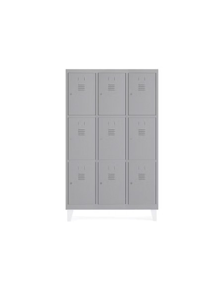Taquilla metalica rocada 400 3 modulos x 3 puertas gris 1210x500x1800 mm