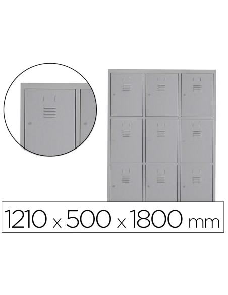 Taquilla metalica rocada 400 3 modulos x 3 puertas gris 1210x500x1800 mm