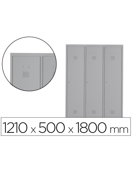 Taquilla metalica rocada 400 3 modulos x 1 puerta gris 1210x500x1800 mm