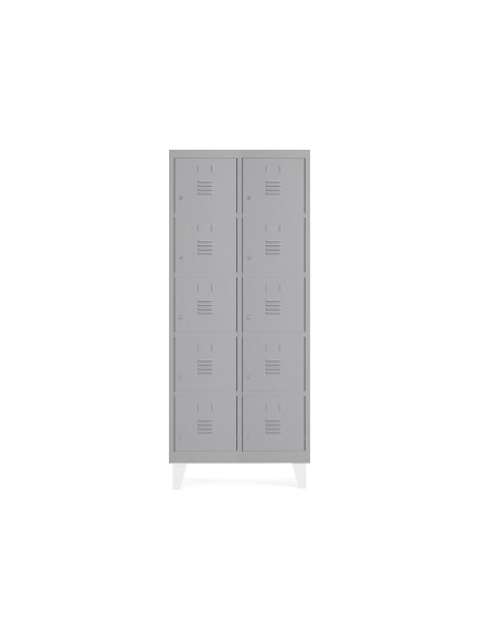 Taquilla metalica rocada 300 2 modulos x 5 puertas gris 620x500x1800 mm