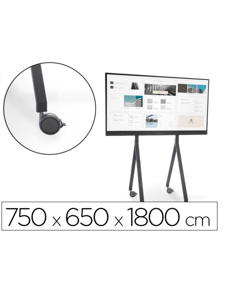 Soporte movil rocada para monitores interactivos 65\" a 86\" estructura tubo acero 4 ruedas con freno 750x650x1800