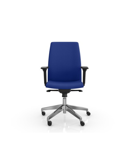 Silla rocada direccion brazos regulables base aluminio respaldo y asiento tela ignifuga azul 680x630x990 mm