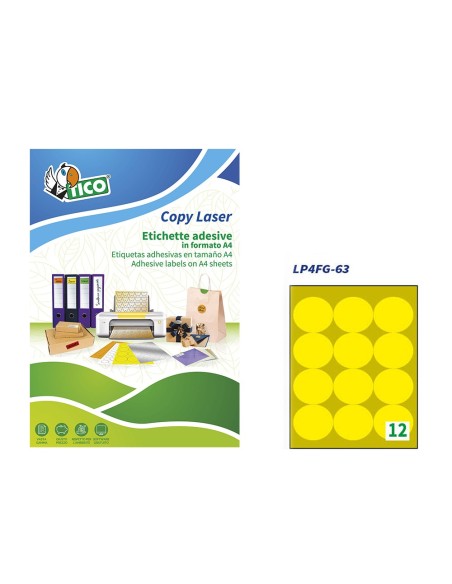 Etiqueta adhesiva tico amarill o fluorescentes...