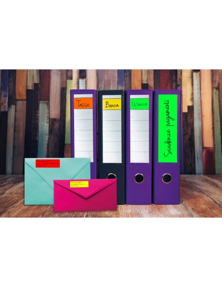 Etiqueta adhesiva tico rojo fl uorescenteses permanente fsc laser/inkjet/fotocopia 70x36 mmcaja de 1680 unidades