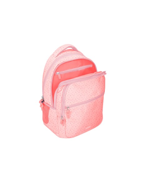Cartera escolar liderpapel moc hila multibolsillo diseño rosa 450x145x300 mm