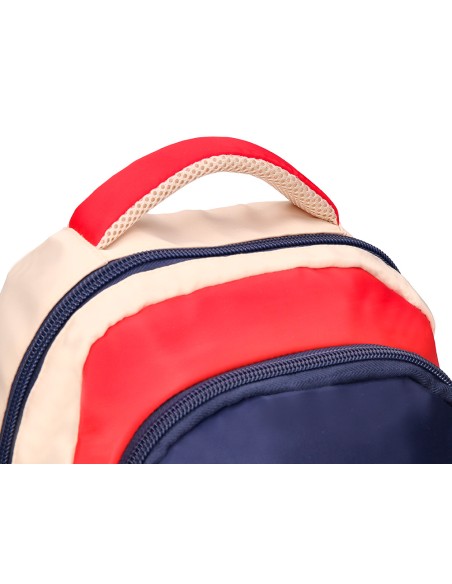 Cartera escolar liderpapel moc hila multibolsillo infantil azul marino rojo beige 350x110x270 mm